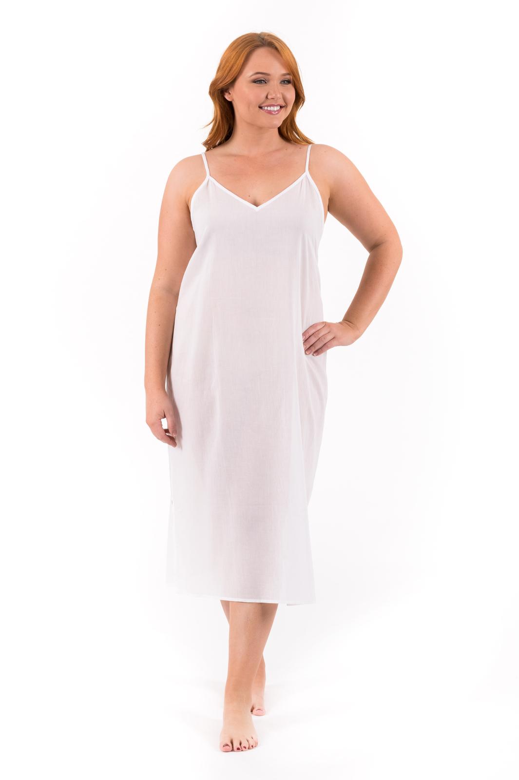 Long cotton maxi dress slip | Celine | Black, White, Crema