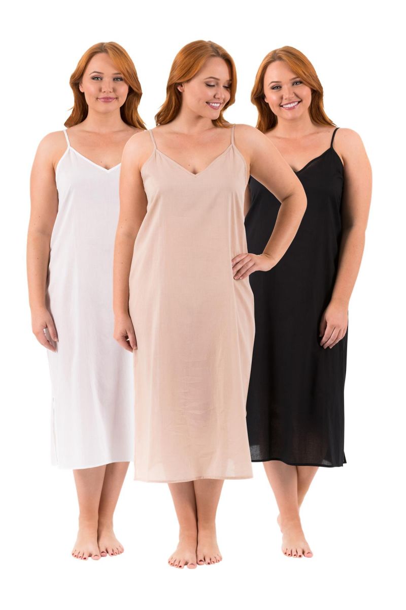 Buy Full Slips for Under Dresses Women Full Body Shaping Control Slip V  Neck Adjustable Spaghetti Straps Long Nightgown, Beige-upgraded, Medium at  Amazon.in