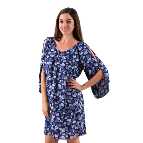 Mimi | Cool Sleeve Dress | Floral Blues | 2XL