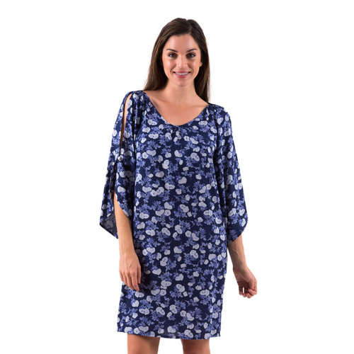 Mimi | Cool Sleeve Dress | Floral Blues | L